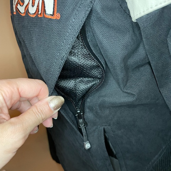 Like New, Women’s Harley Davidson, size small, black and orange riding jacket. - Picture 13 of 15